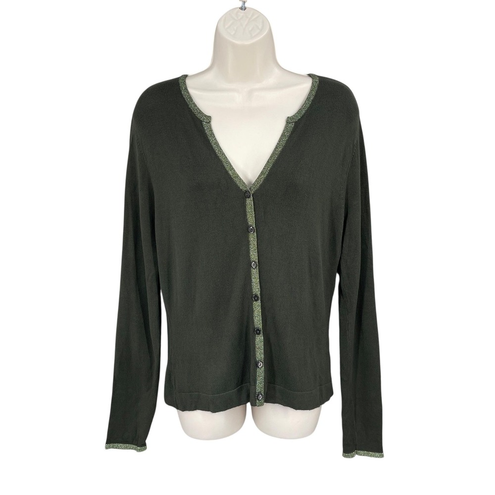 Reitmans Sweater Women Cardigan Preppy Academia Metallic Full Button Knit Size S